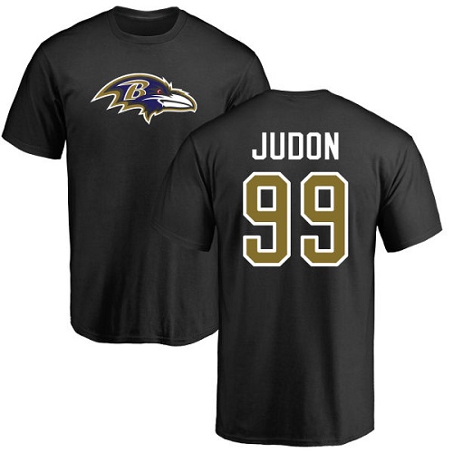 Men Baltimore Ravens Black Matt Judon Name and Number Logo NFL Football #99 T Shirt->nfl t-shirts->Sports Accessory